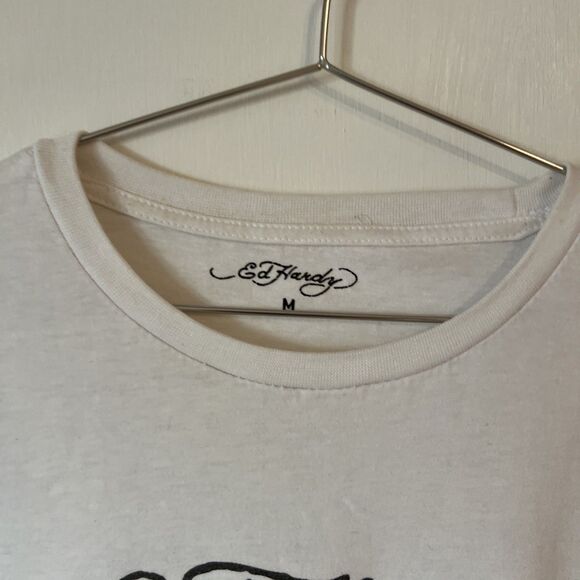 Vintage Y2K Ed Hardy Men's White Short Sleeve T-Shirt | Mens Medium - Picture 3 of 14